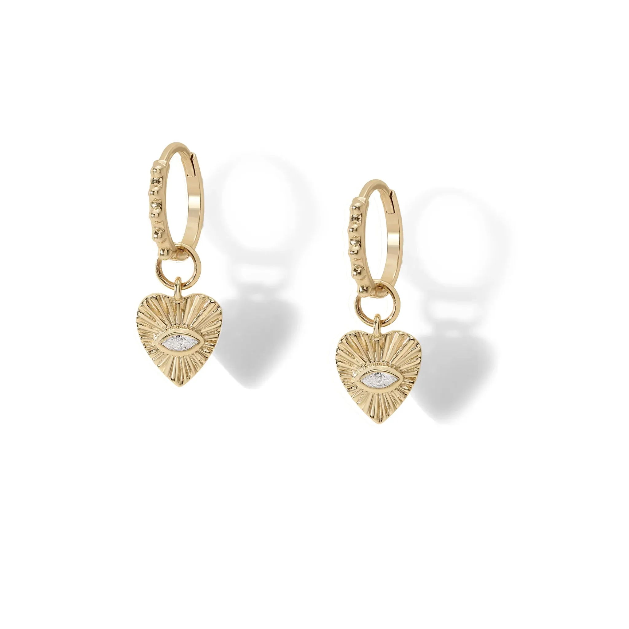 10K Gold Heart Diamond Earring Charm