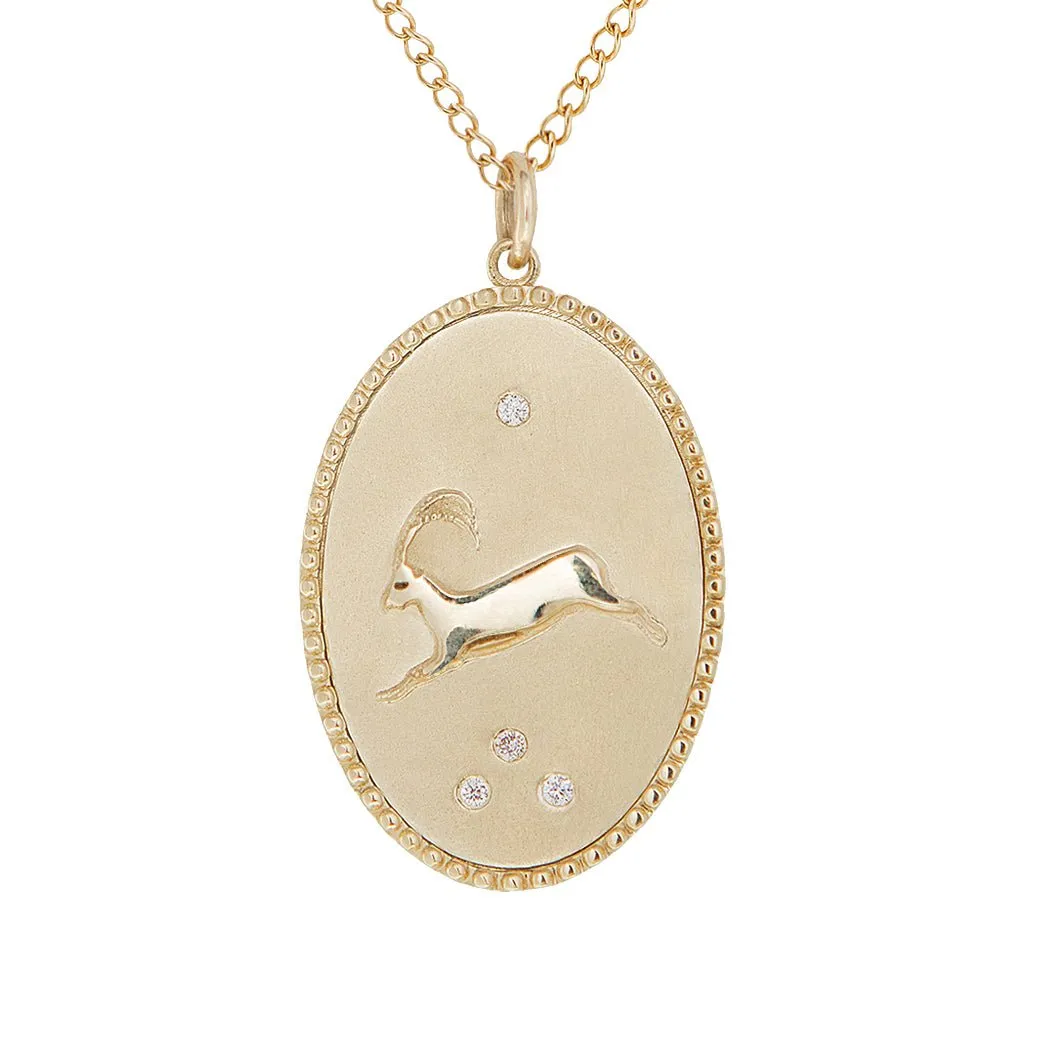 10K Gold Large Ibex Pendant with Diamond Detail