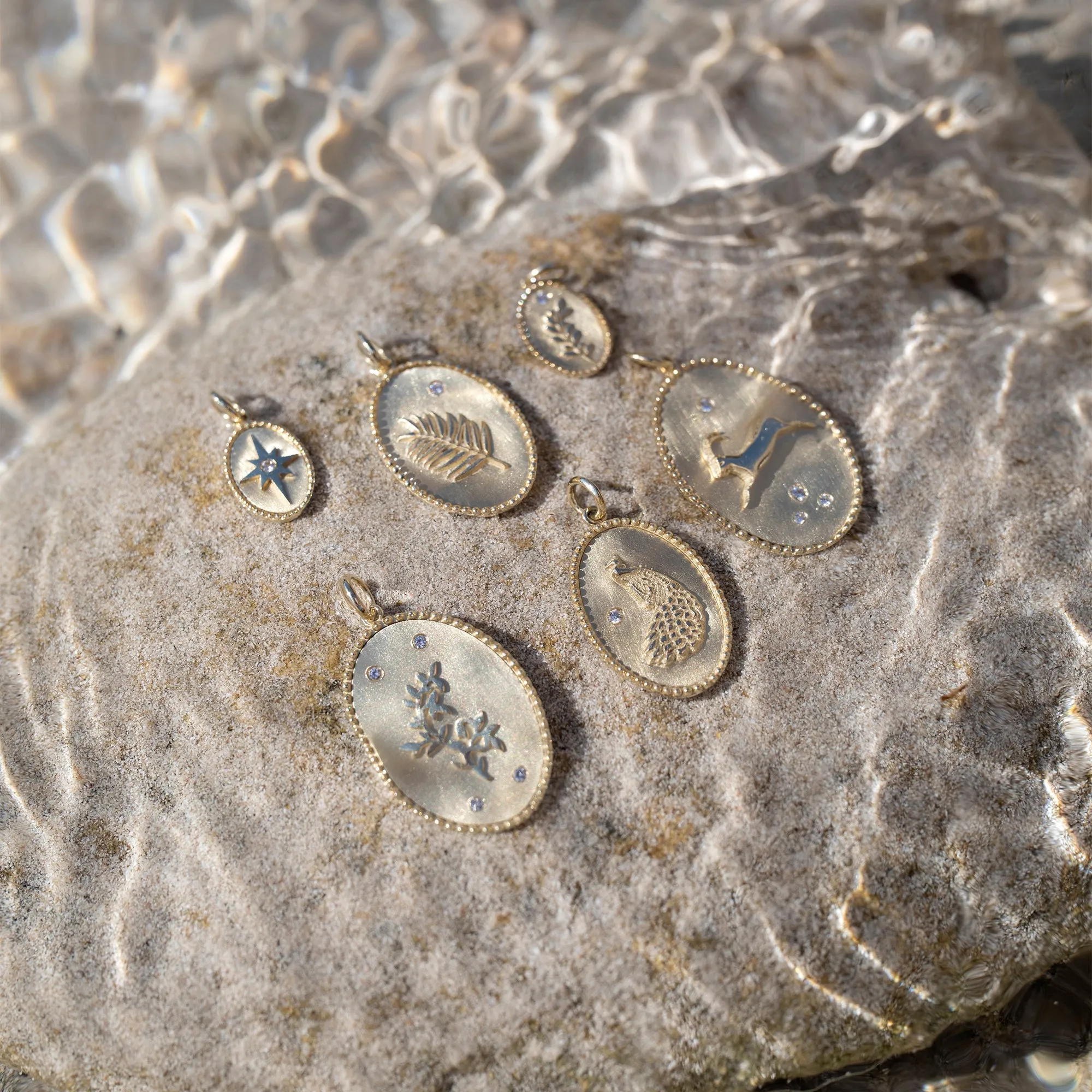 10K Gold Large Ibex Pendant with Diamond Detail