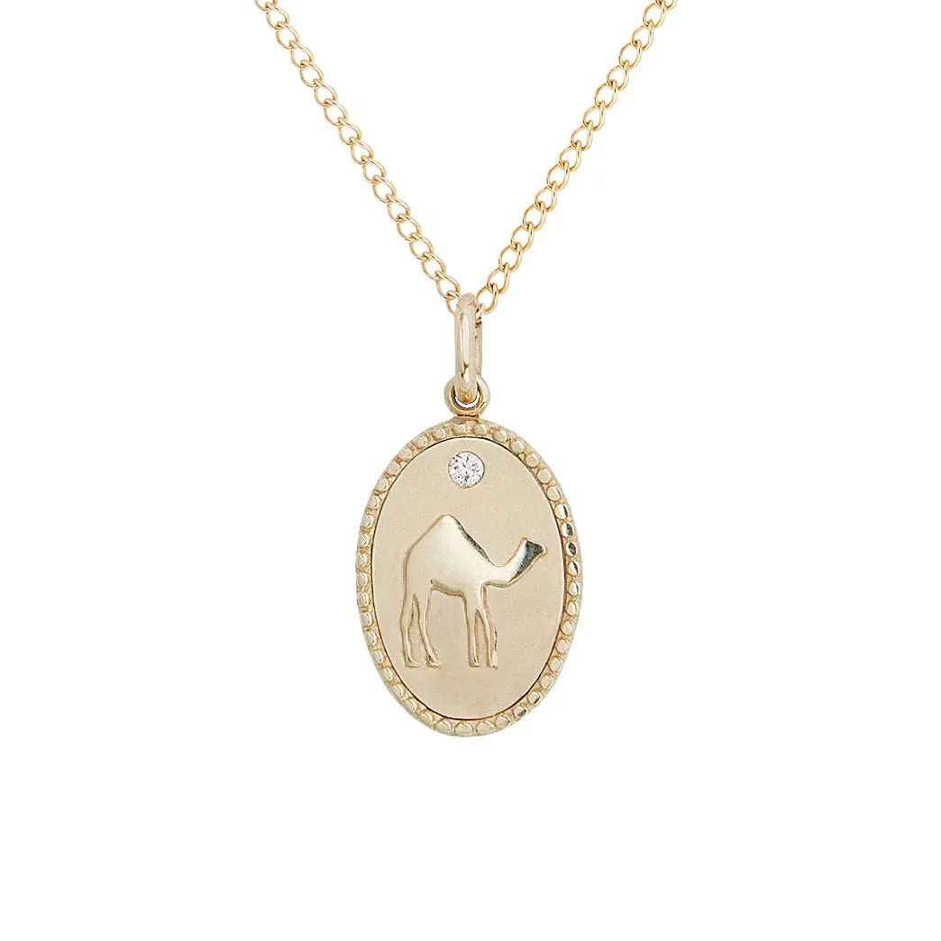 10K Gold Small Camel Pendant with Diamond Detail