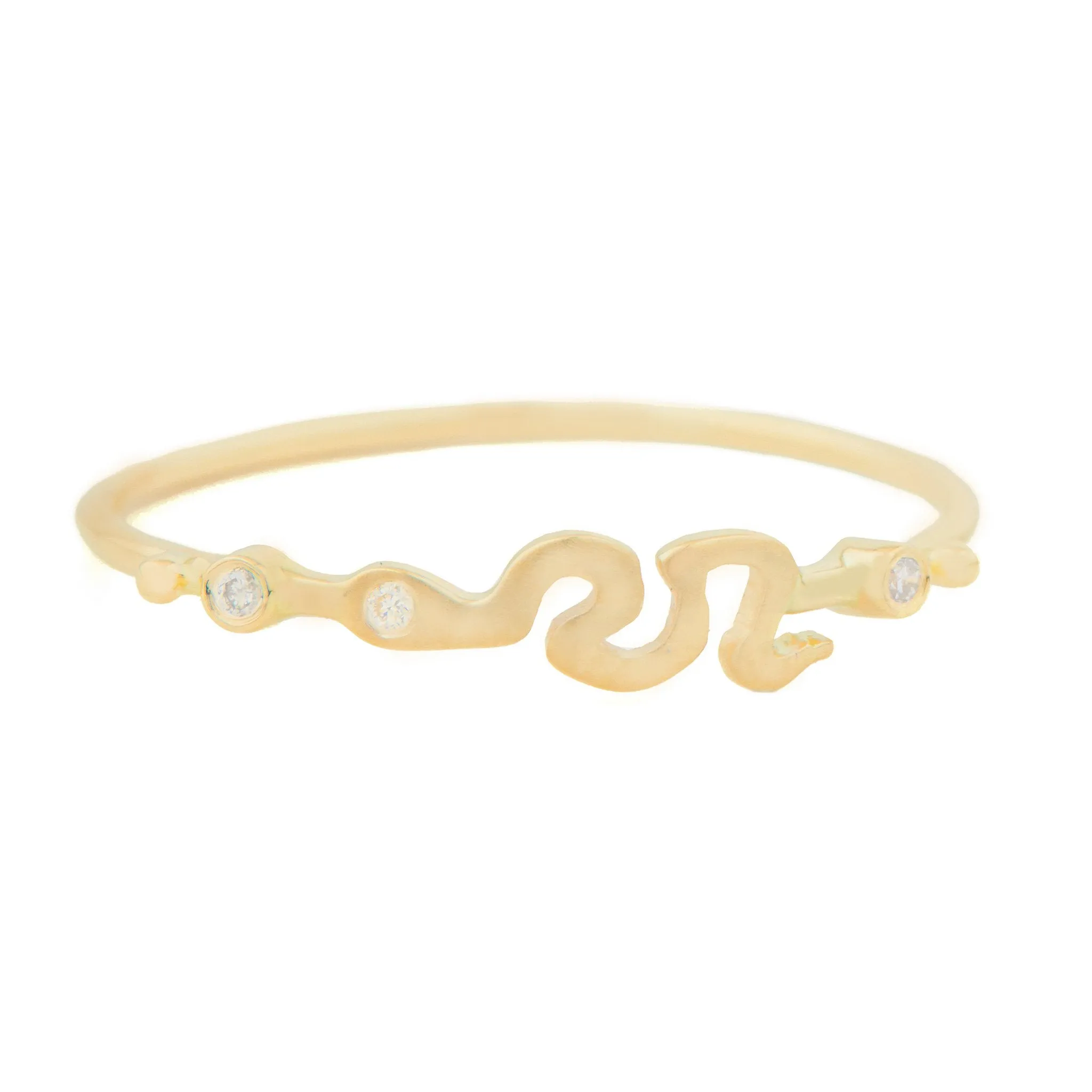 14K Gold Babette Snake Ring with Diamond Detail