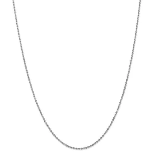 14k White Gold 1.5mm Regular Rope Chain Available Sizes 7-30