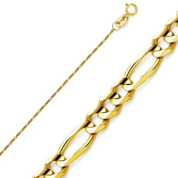 2mm wide figaro chain necklace in 14k solid gold