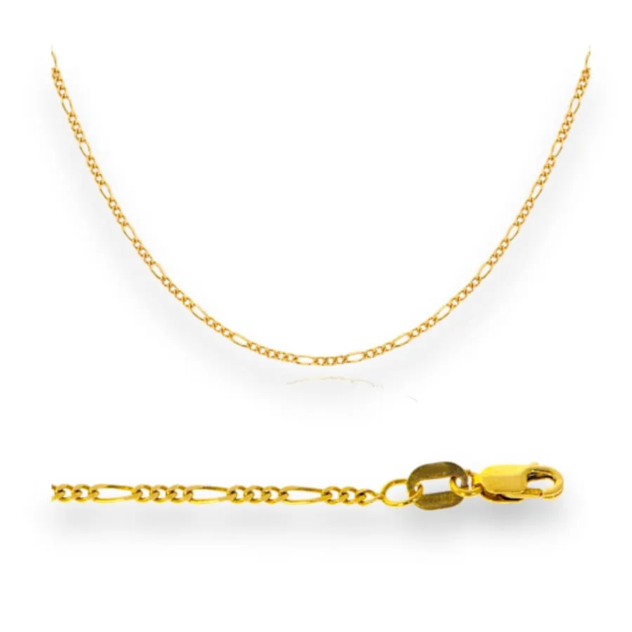 2mm wide figaro chain necklace in 14k solid gold