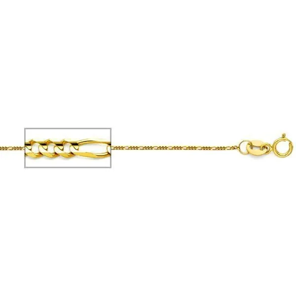 2mm wide figaro chain necklace in 14k solid gold