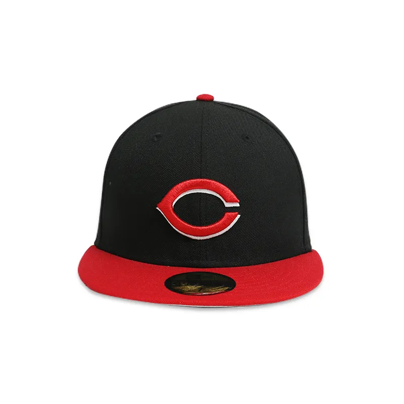 [70073584] Cincinnati Reds Black Men's Fitted Hat