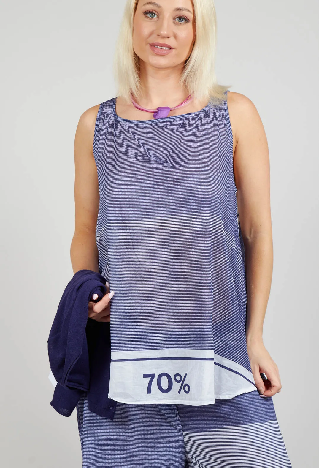 A-Line Cotton Vest Top in Azur Print