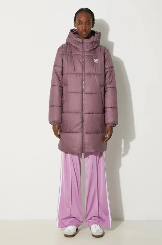 adidas Originals jacket Long Puffer women's violet color IW5857