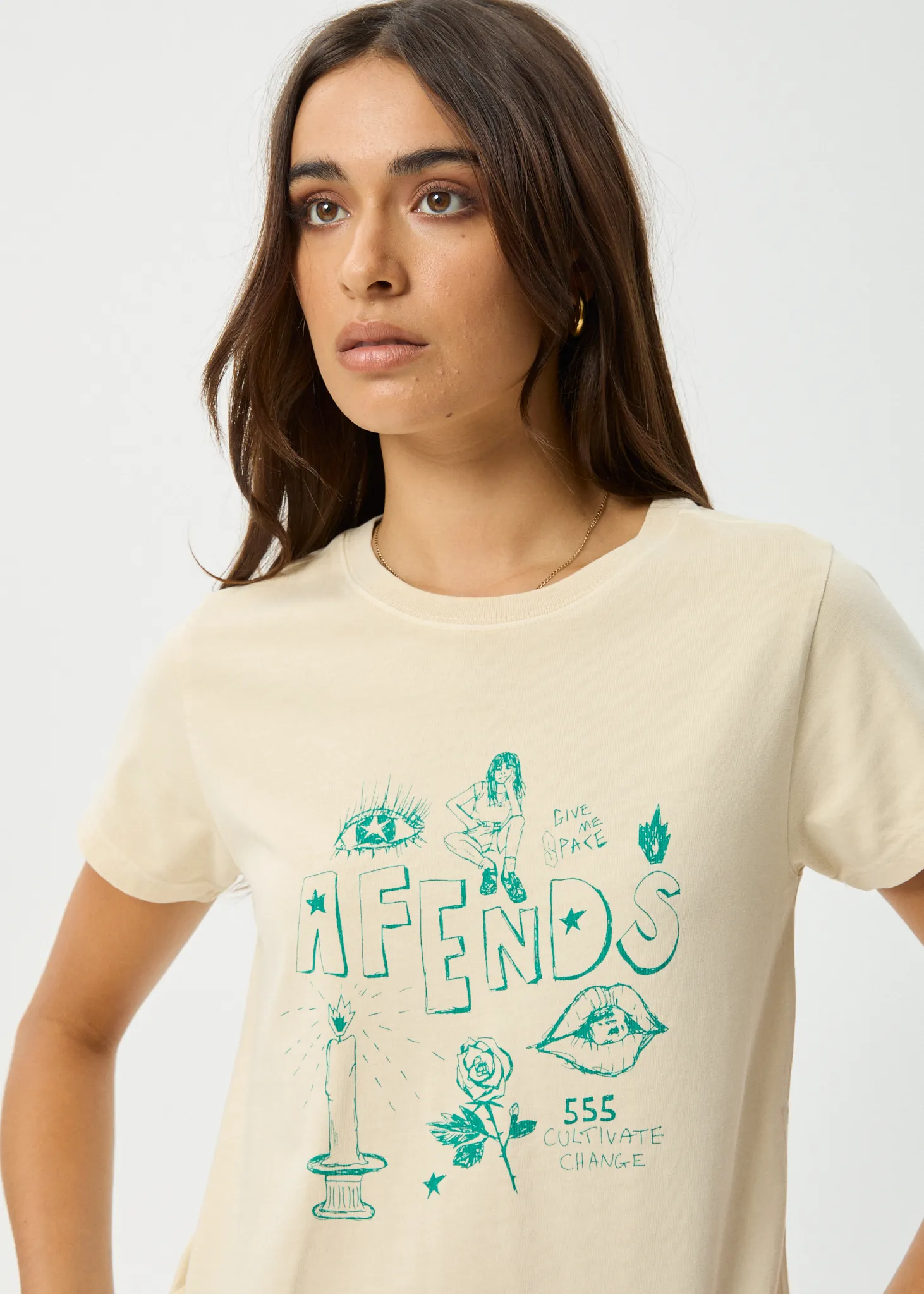 AFENDS Womens Homeroom - Classic T-Shirt - Sesame