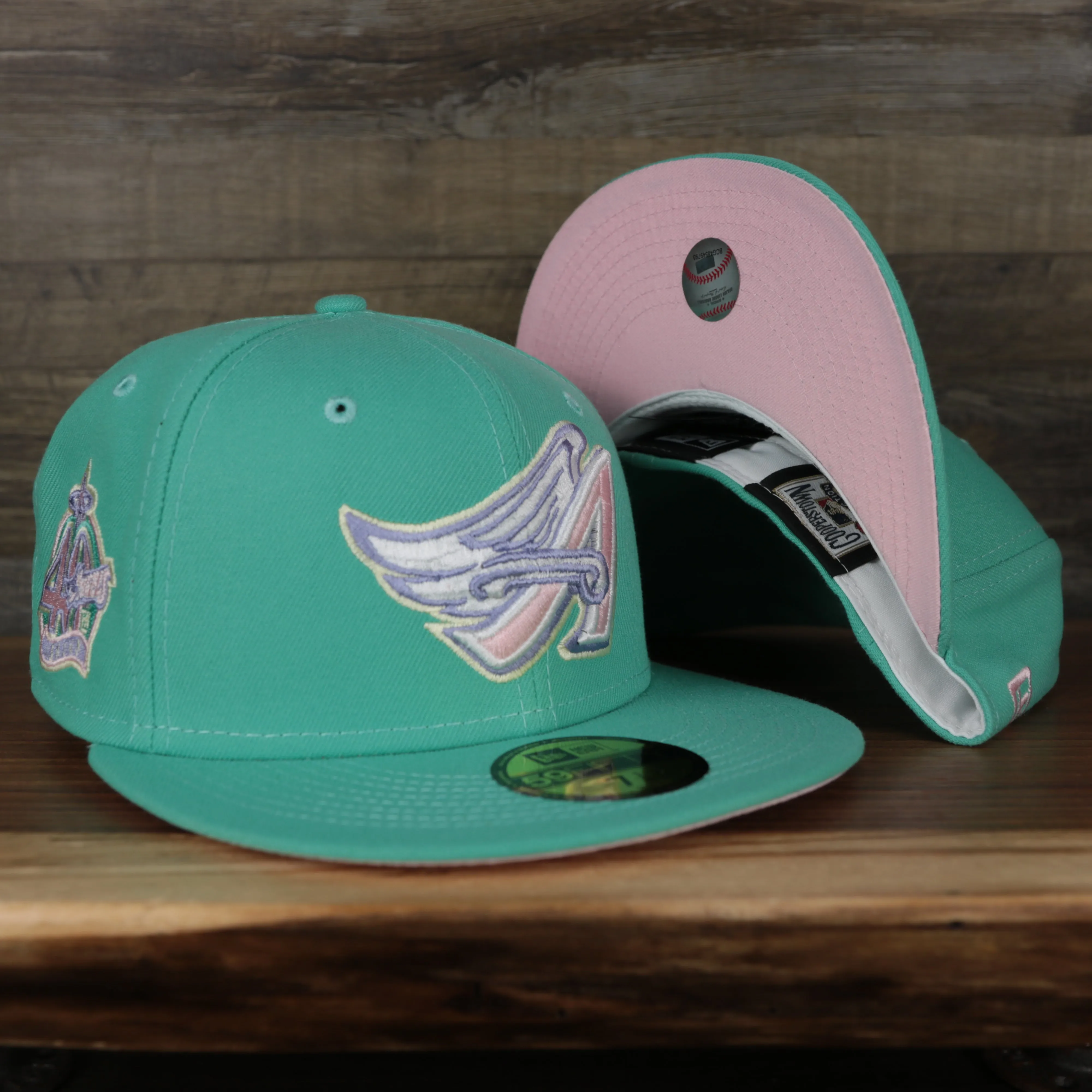 Anaheim Angels 40th Anniversary Side Patch Pink Bottom 59Fifty Fitted Cap | Mint