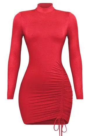 Aria Red Long Sleeve Mini Dress