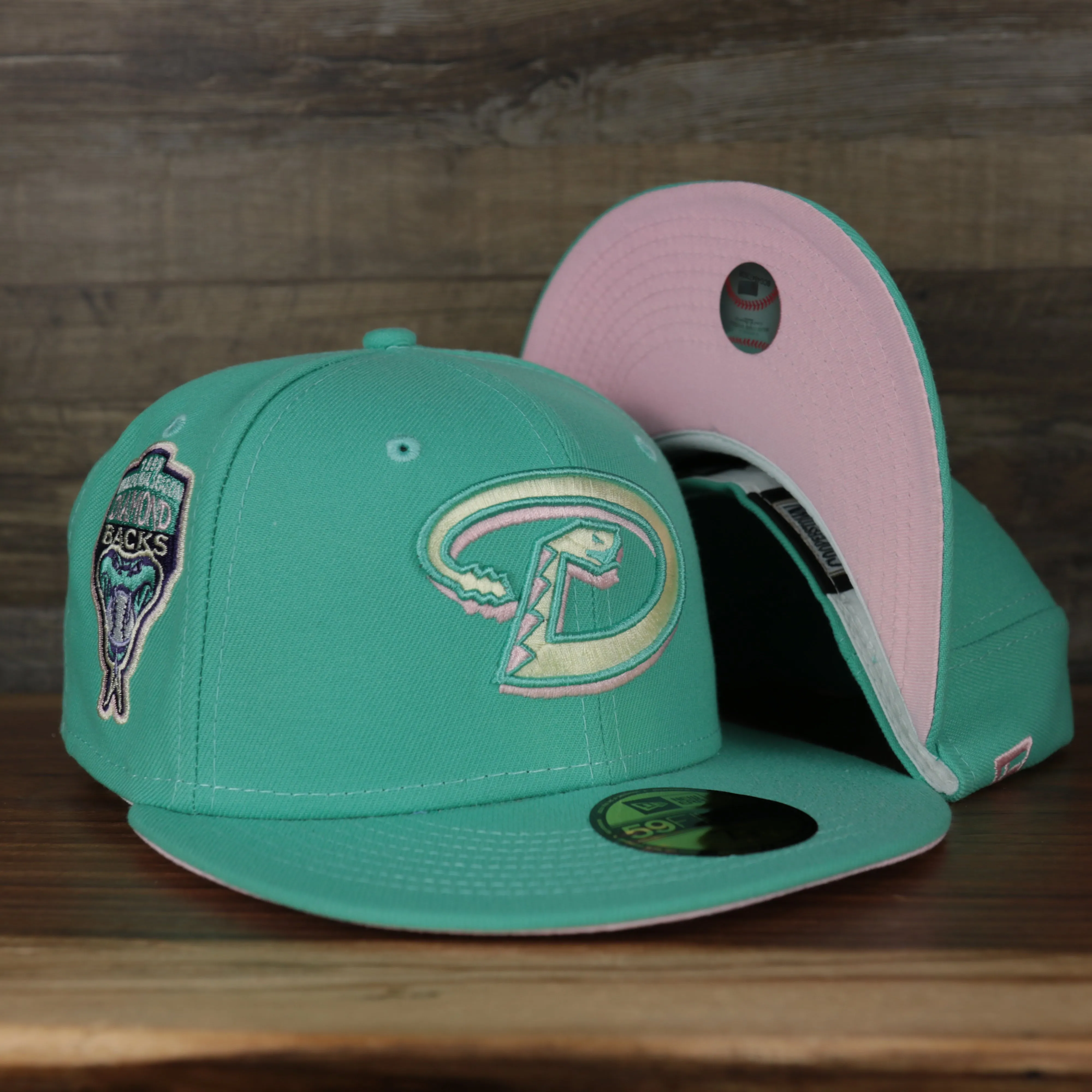 Arizona Diamondbacks 1993 Inaugural Season Side Patch Pink Bottom 59Fifty Fitted Cap | Mint