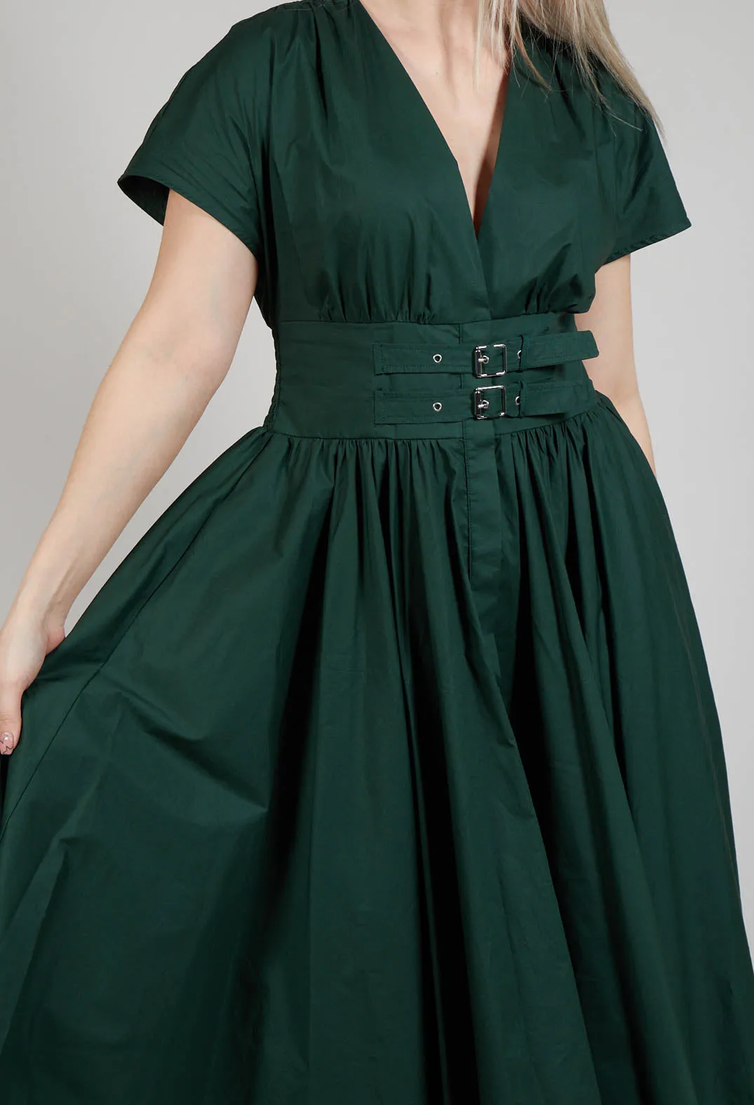 Belt Front Maxi Dress in Green