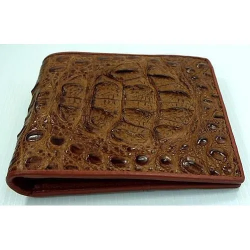 Big Head Cognac Crocodile Mens Wallet