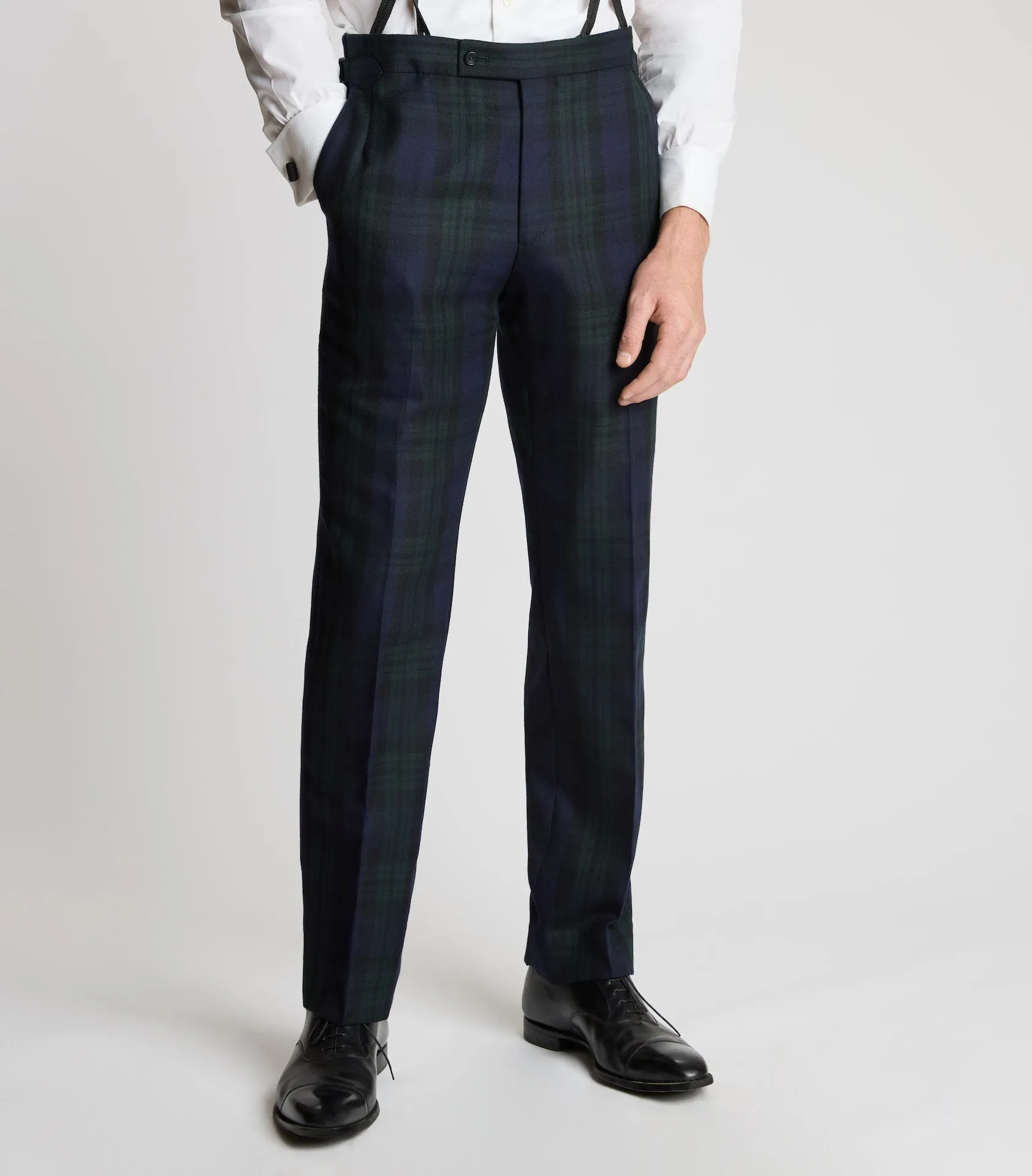 Black Watch Tartan Fish Tail Trousers