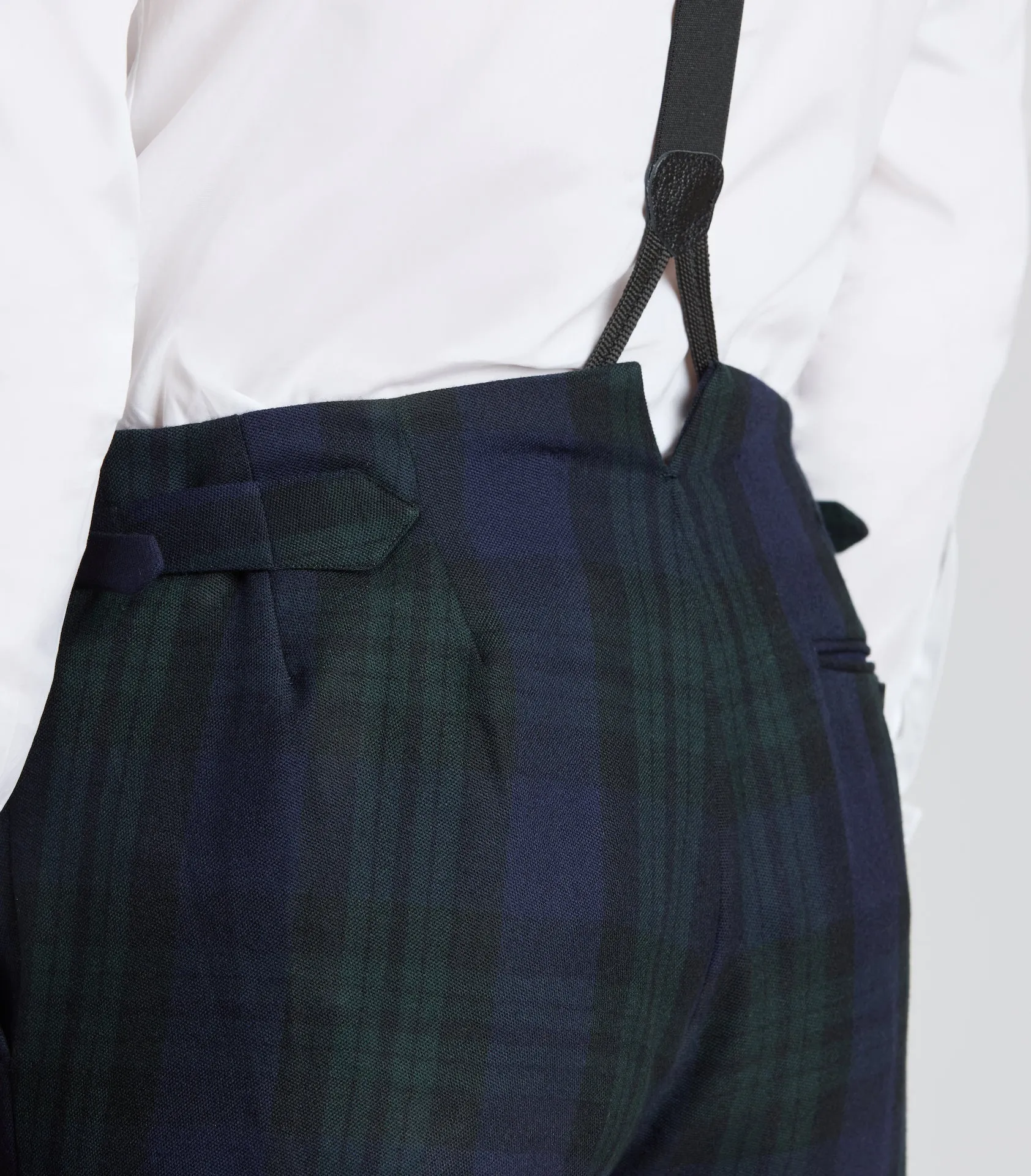 Black Watch Tartan Fish Tail Trousers