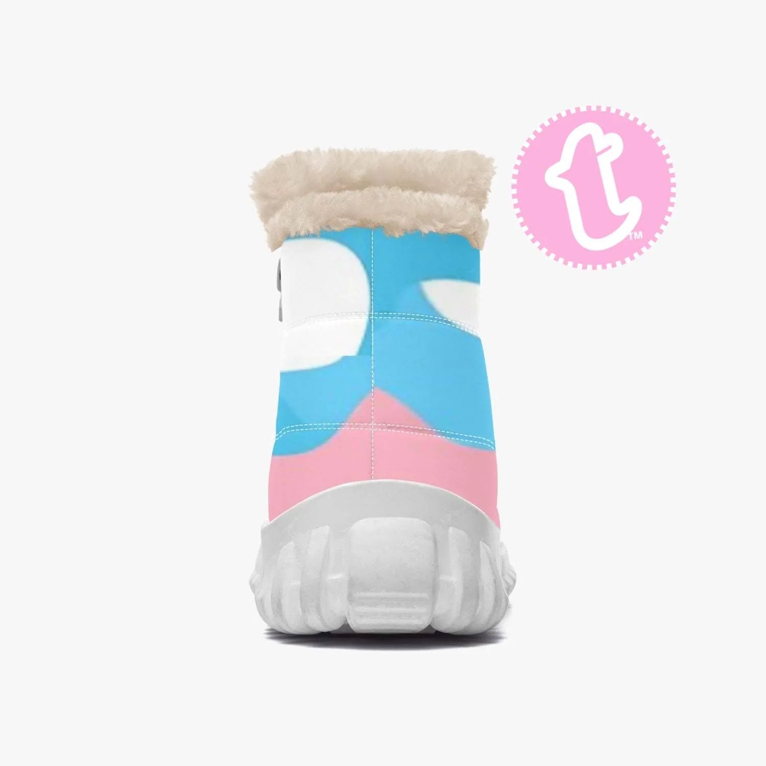 Blue Pink White Pride Camouflage Fleece Fur-Lined Zipper Up Winter Boots