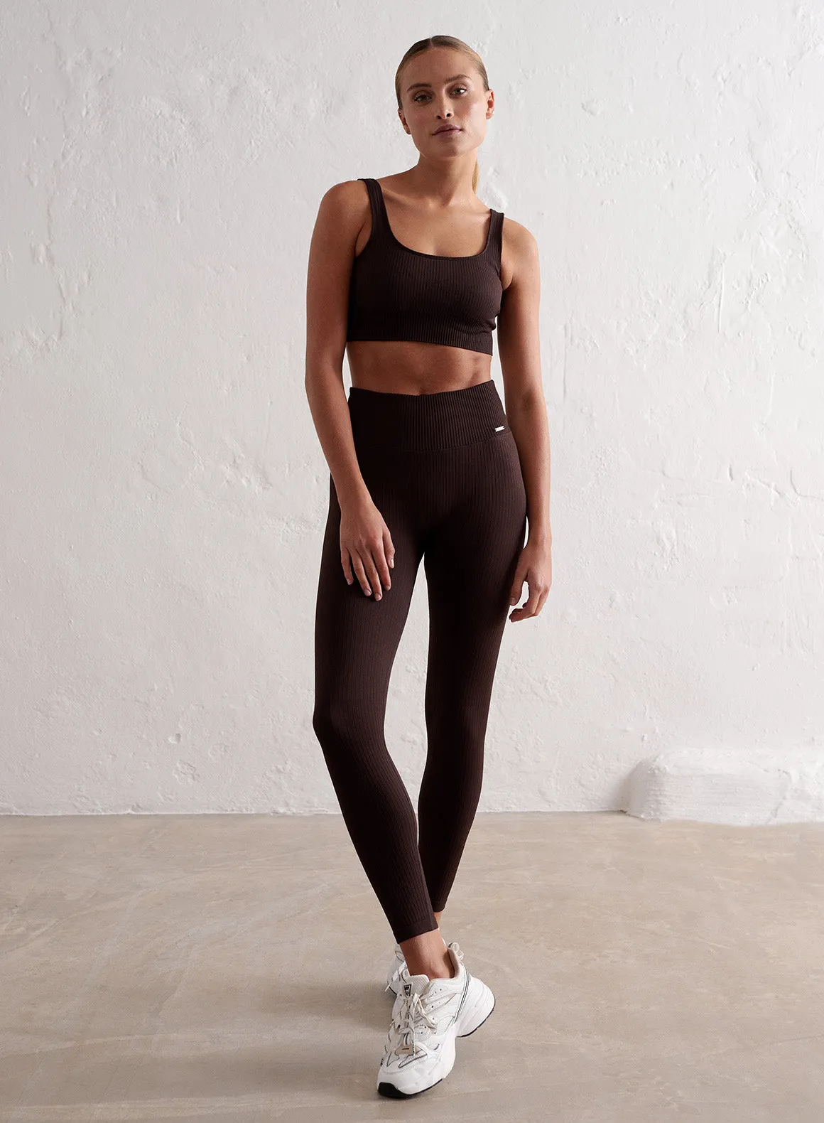 Cacao Ribbed Seamless Tights