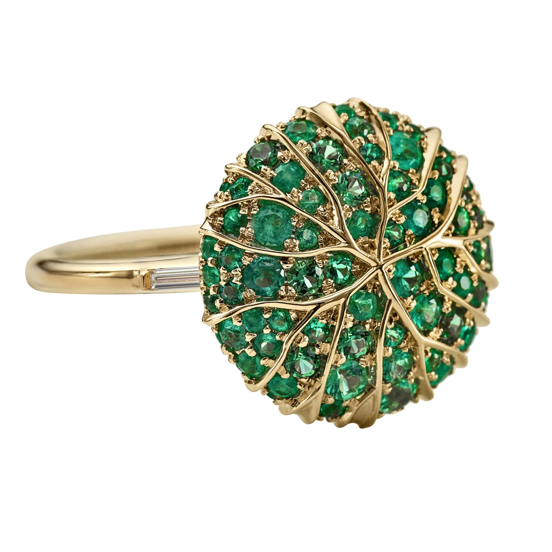 Canopy Emerald Pave & Gold Detail Statement Ring