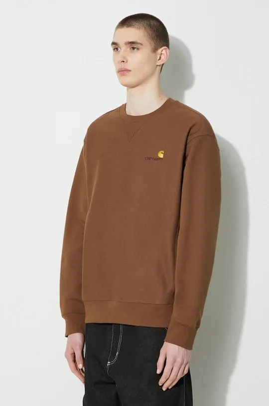 Carhartt WIP sweatshirt American Script Sweat men's brown color I025475.1ZDXX