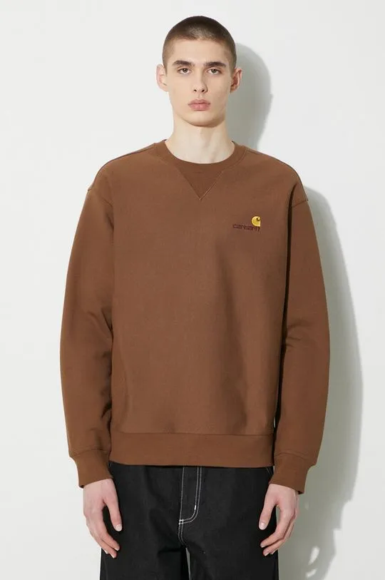 Carhartt WIP sweatshirt American Script Sweat men's brown color I025475.1ZDXX