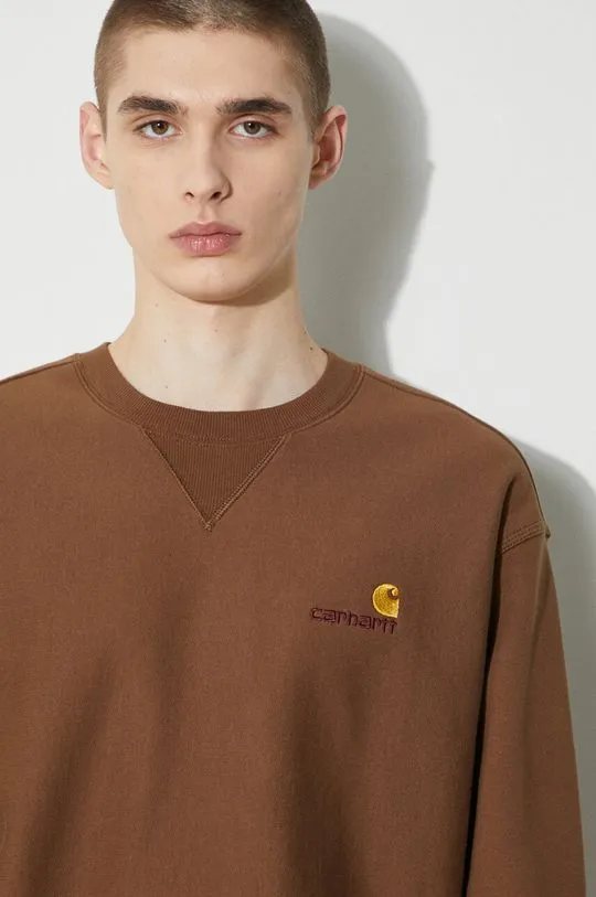 Carhartt WIP sweatshirt American Script Sweat men's brown color I025475.1ZDXX