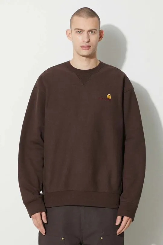 Carhartt WIP sweatshirt American Script Sweat men's brown color I025475.47XX