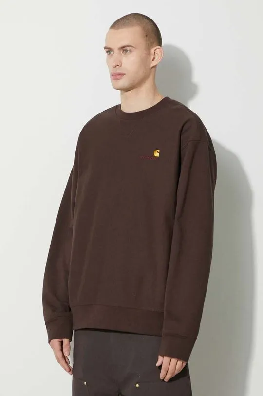 Carhartt WIP sweatshirt American Script Sweat men's brown color I025475.47XX