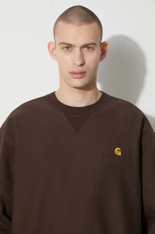 Carhartt WIP sweatshirt American Script Sweat men's brown color I025475.47XX