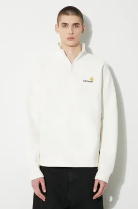 Carhartt WIP sweatshirt Half Zip American Script Sweat men's beige color I027014.D6XX