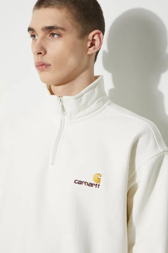 Carhartt WIP sweatshirt Half Zip American Script Sweat men's beige color I027014.D6XX