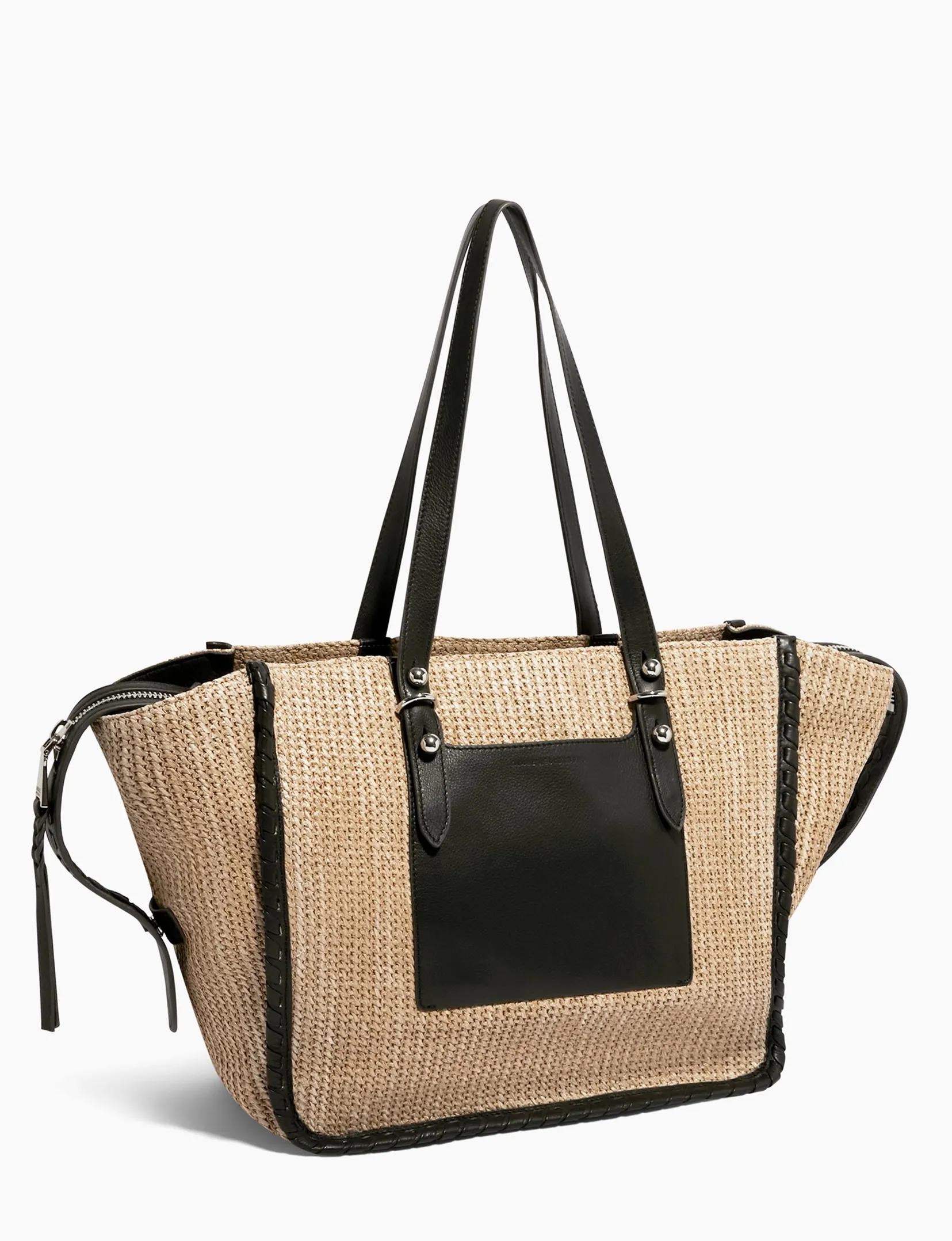 Casablanca Raffia Large Tote, Black