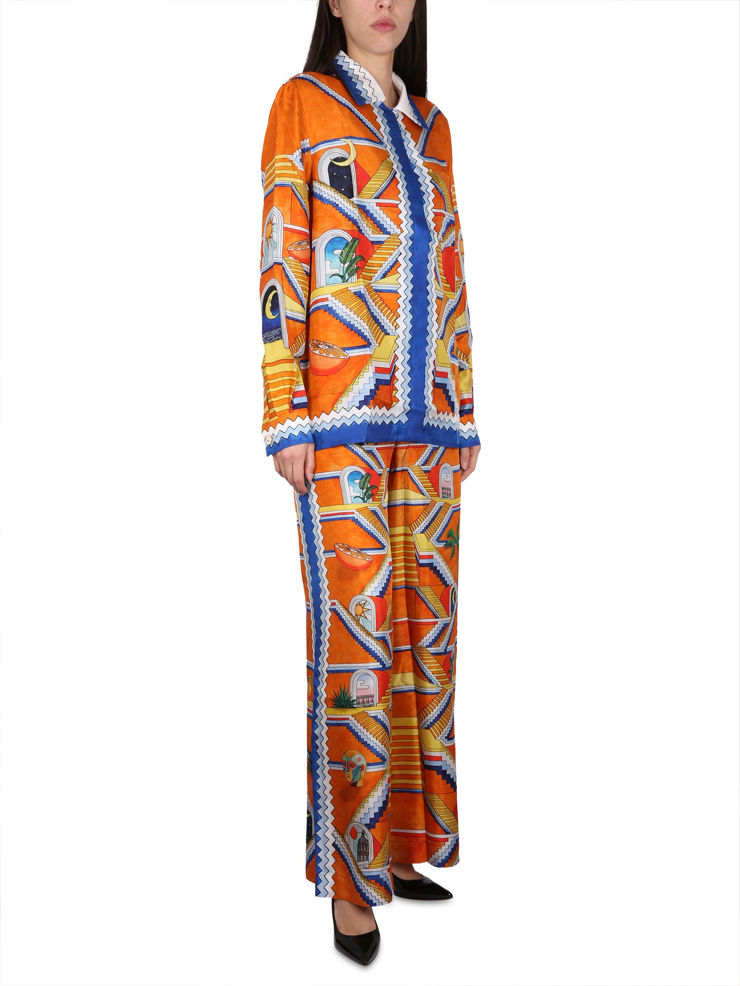 CASABLANCA    SILK ESCALIER PRINT PANTS