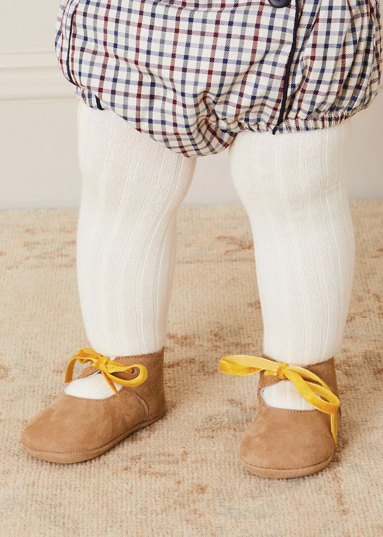 Check Button Detail Bloomers In Beige (3mths-2yrs)