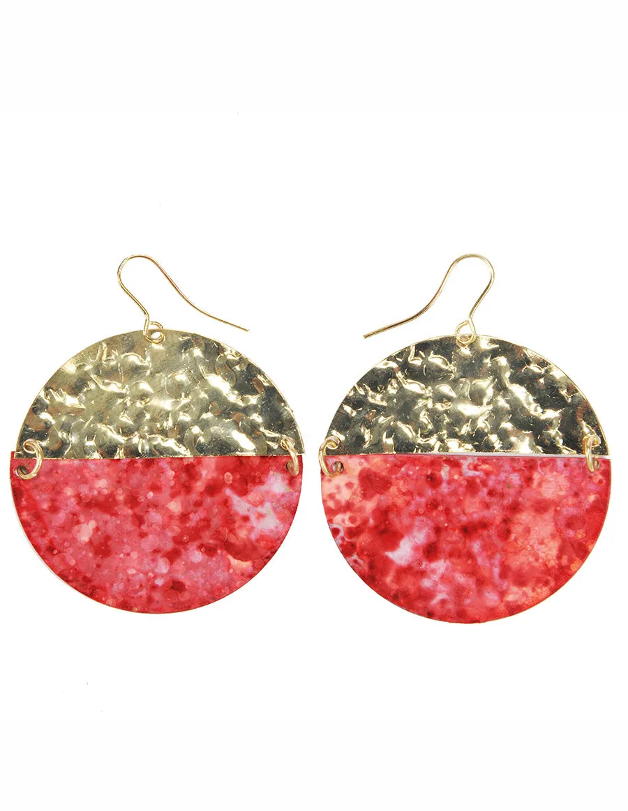 Circle Patina Finish Drop Earrings