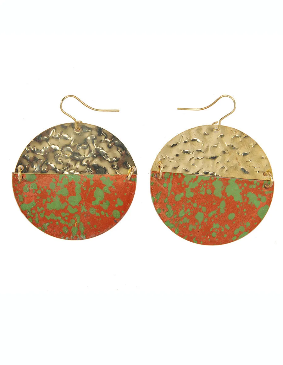 Circle Patina Finish Drop Earrings