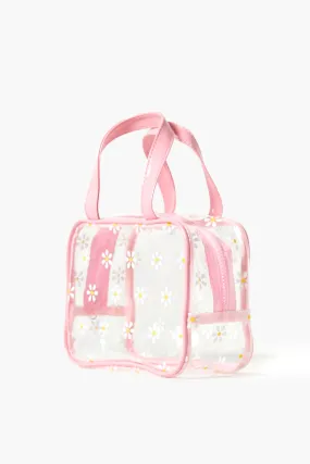 Clear Flower Print Makeup Bag