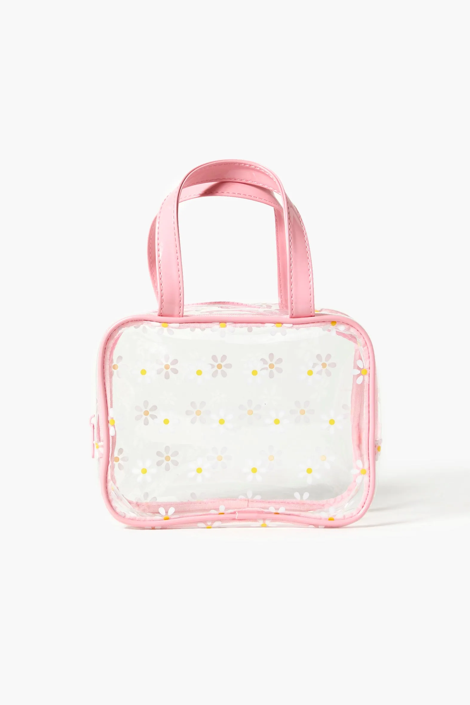 Clear Flower Print Makeup Bag