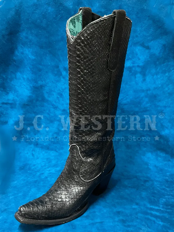 Corral A4446 Ladies Glitter Finish Python Tall Top Western Boot Black