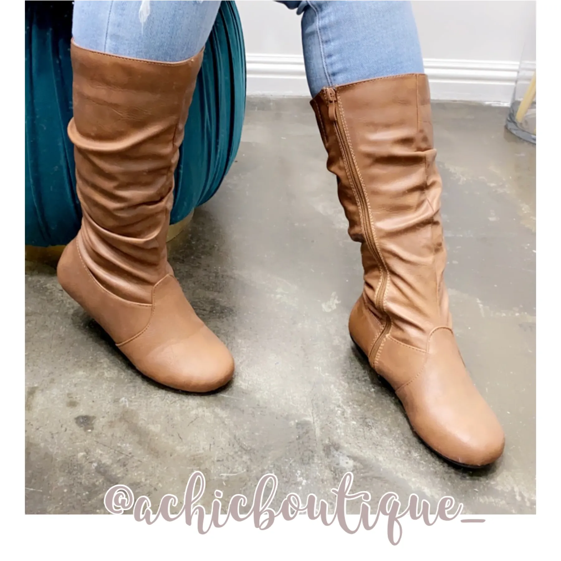 Courtney Calf Boots- Tan