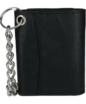 CTM Men's Pebble Grain Leather RFID Trifold Chain Wallet