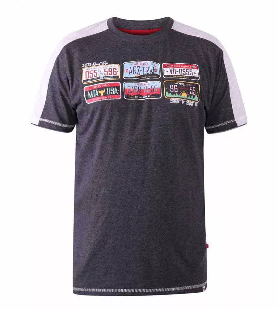 D555 Big Mens American Number Plate Printed T-Shirt (SOHO)