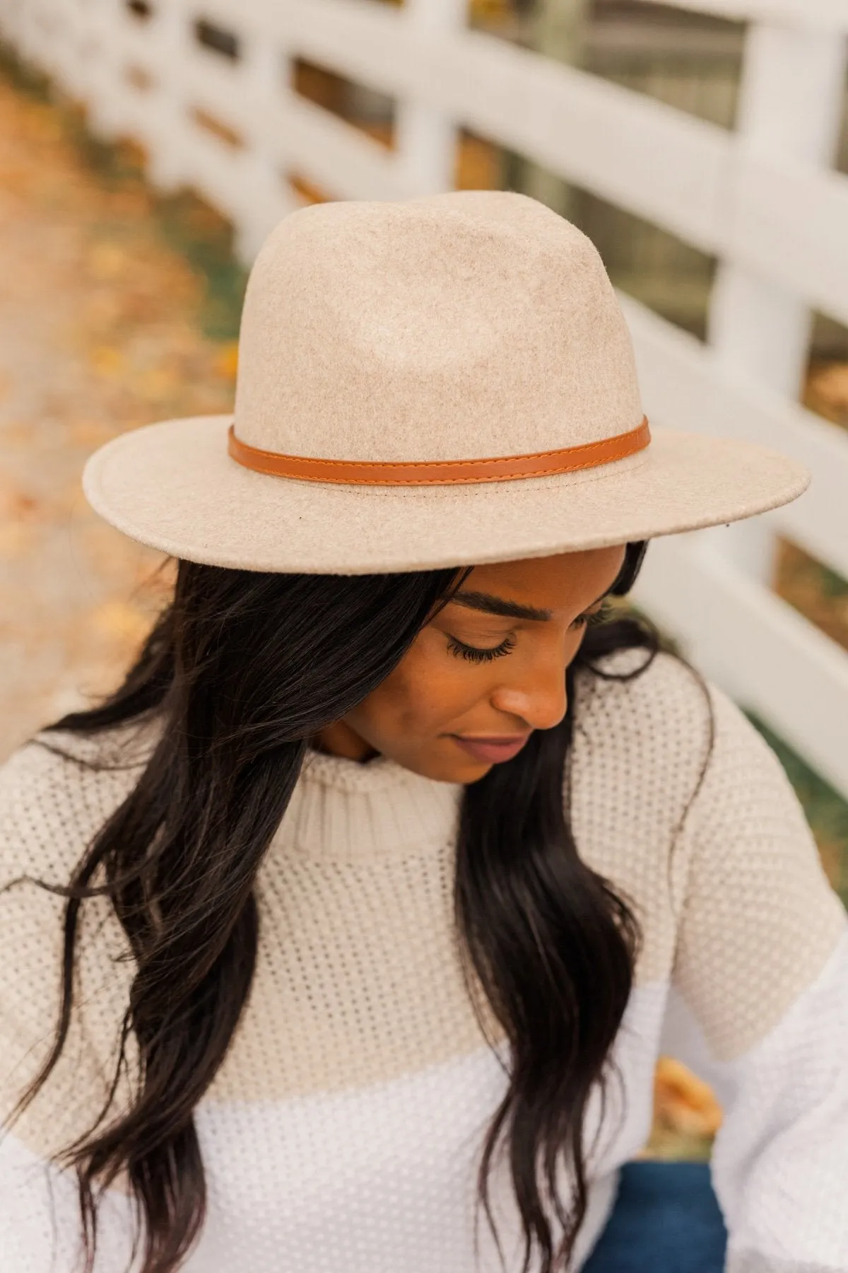 Delightful Sunsets Felt Panama Hat- Beige