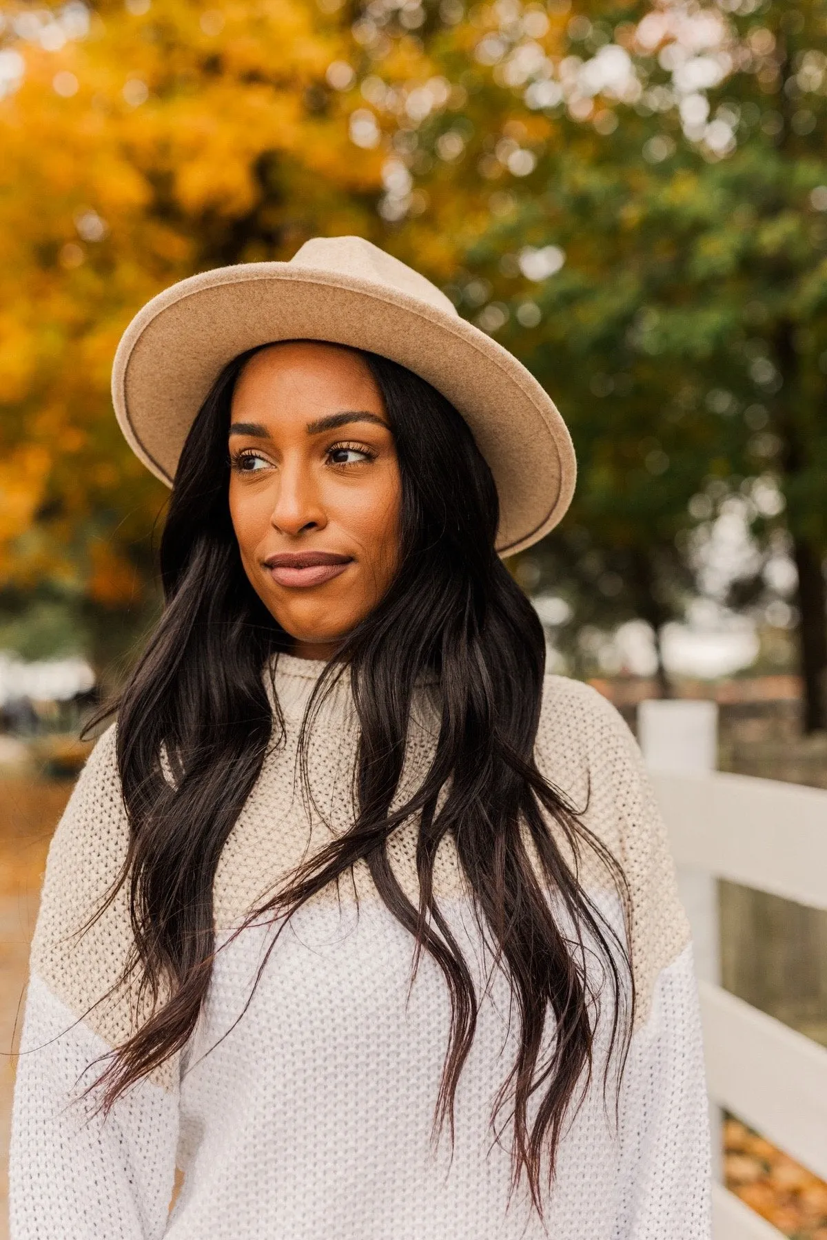 Delightful Sunsets Felt Panama Hat- Beige