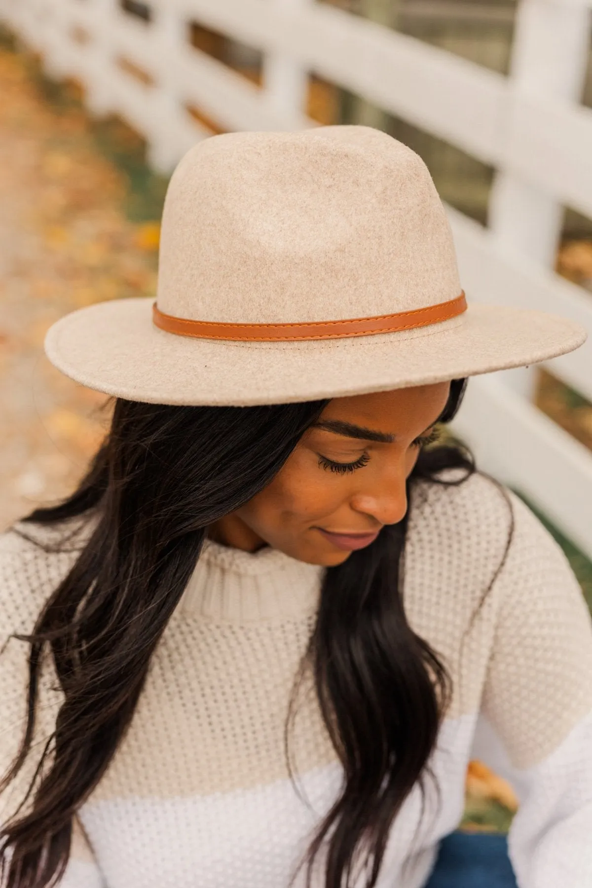 Delightful Sunsets Felt Panama Hat- Beige