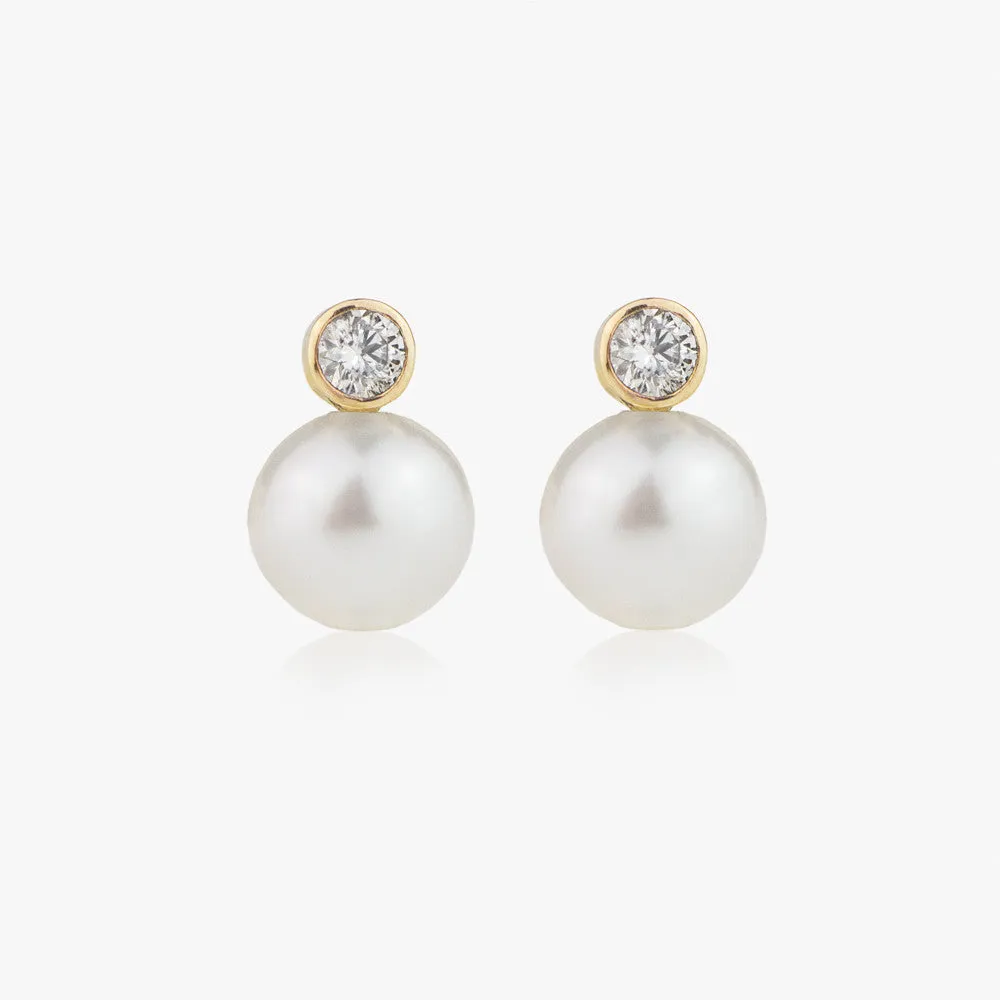 Diamond Pearl Drop Earrings