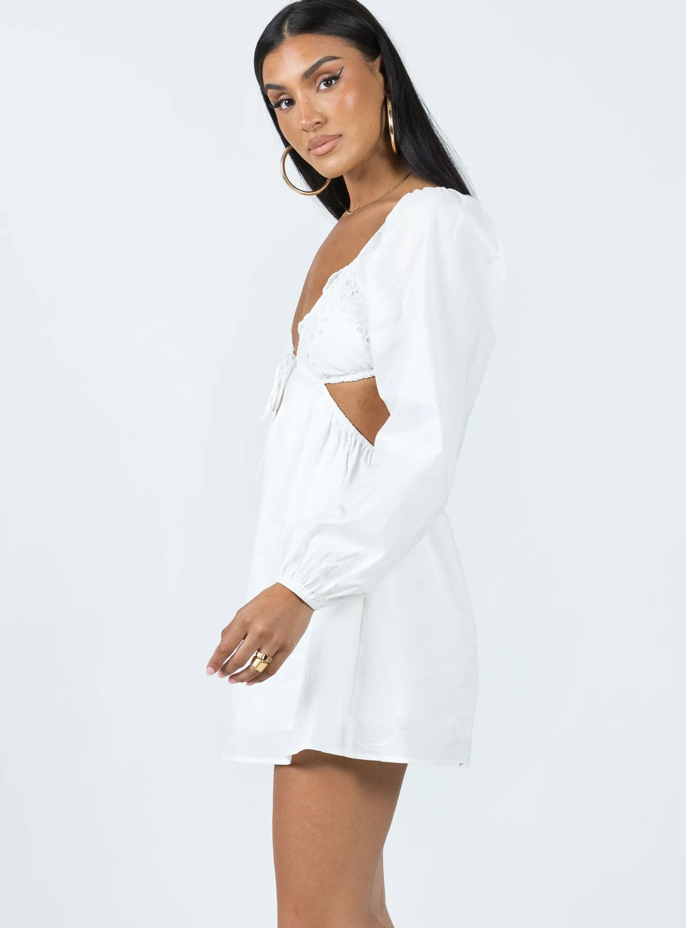 Elizer Long Sleeve Mini Dress White