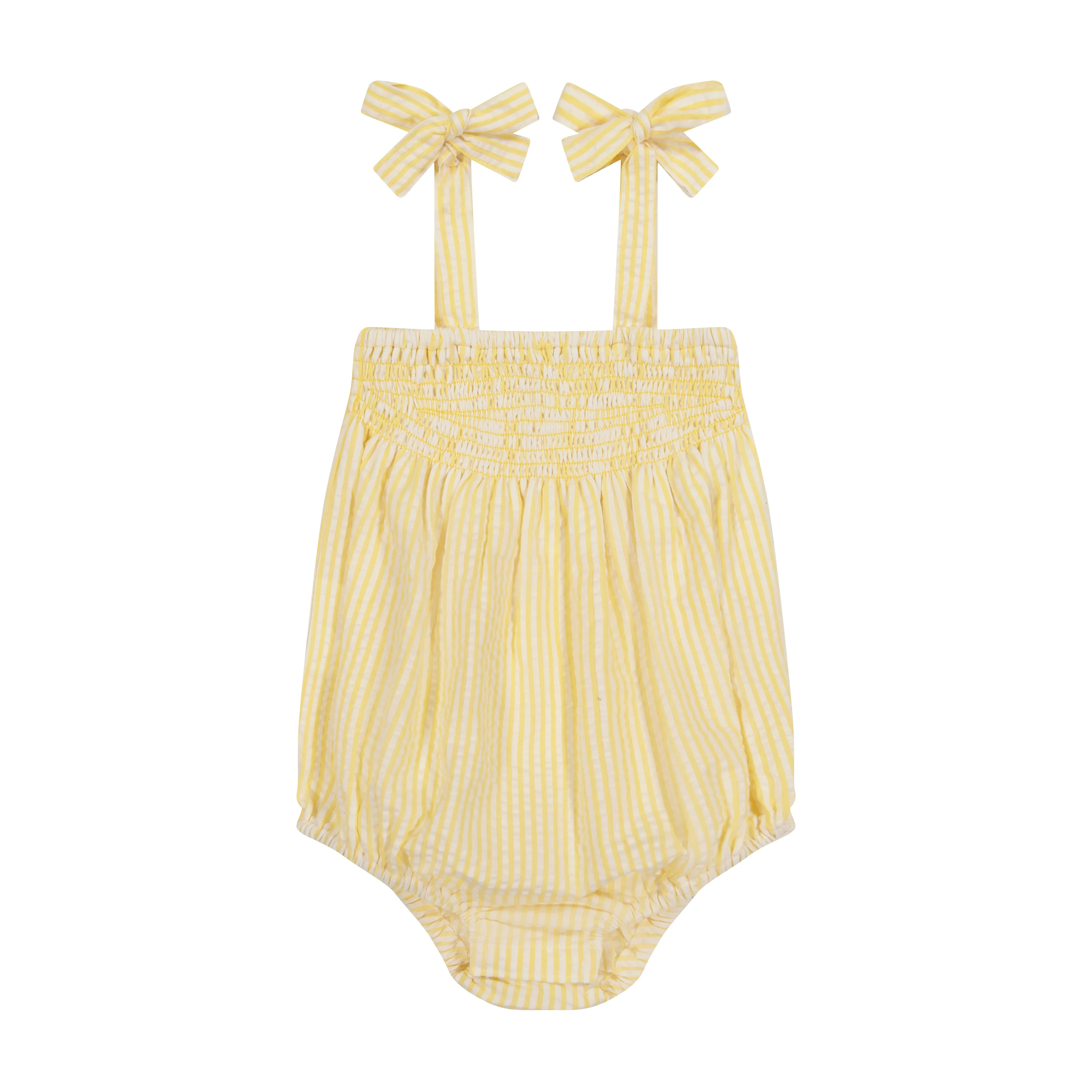 Ella Ruched Bubble Yellow Seersucker Stripe