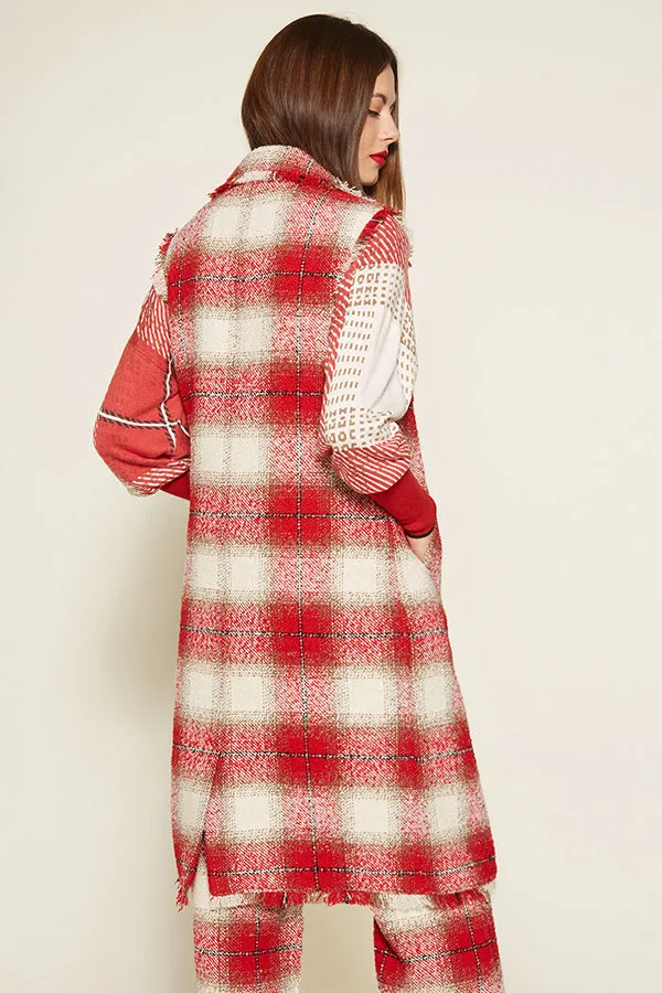 Escorpion SLEEVELESS RED PLAID COAT