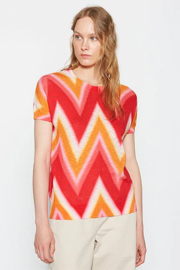 Escorpion ZIGZAG ROUND-NECK SHORT SLEEVE SWEATER